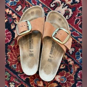 Birkenstock Madrid Big Buckle 39 8.5 Coral Pink Orange